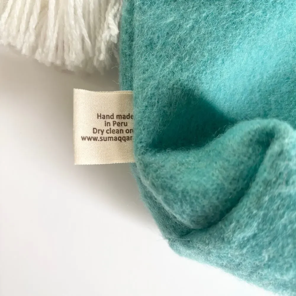 Wool Llama & Cactus Handmade in Peru Makeup Travel Cosmetics Bag Turquoise